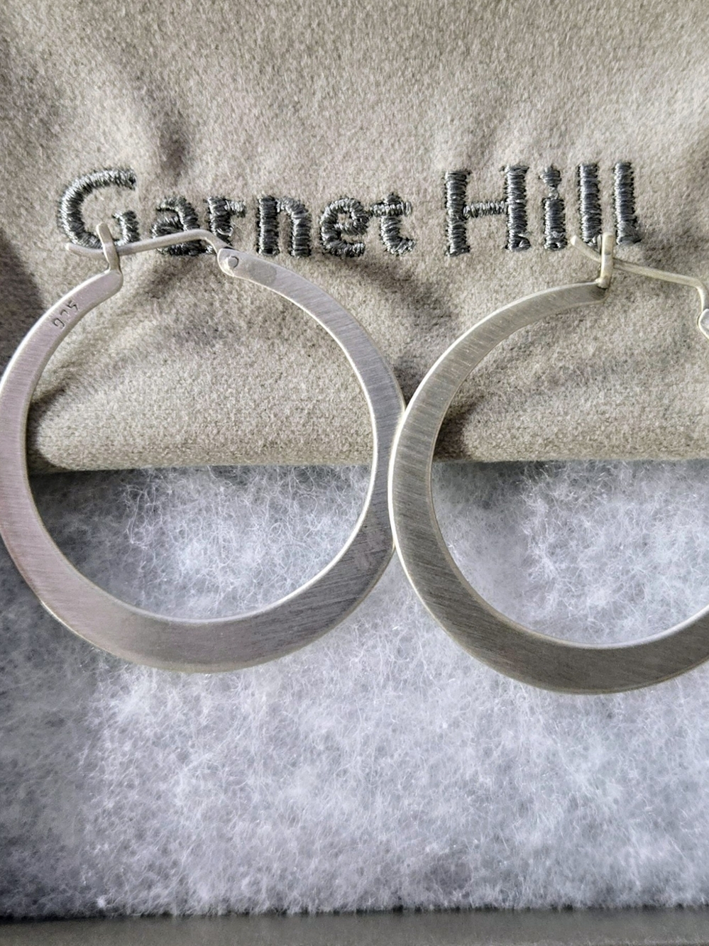 Garnet Hill Genuine Sterling Silver Brushed Hoop Earrings
